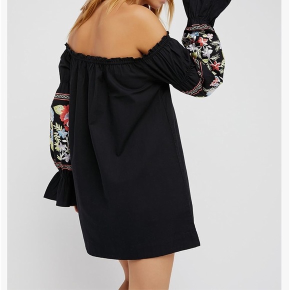 R.Vivimos Womens Floral Embroidered Off Shoulder Long Sleeve Short Dresses - Picture 2 of 8